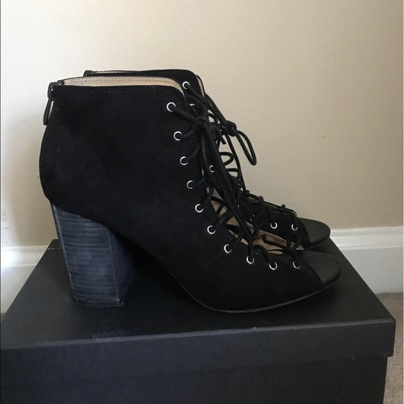 Chinese Laundry Shoes - Black lace up peep toe bootie